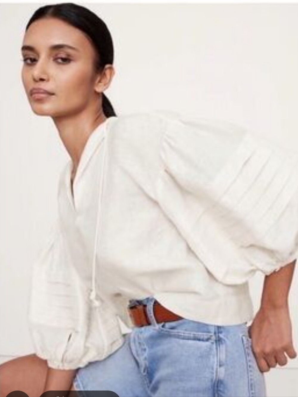 Banana Republic White Linen Tunic Top Size XL Like New